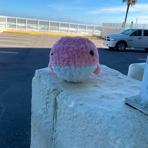 Cute pink whale large handmade. Crochet plushie stuff took hours, only one left